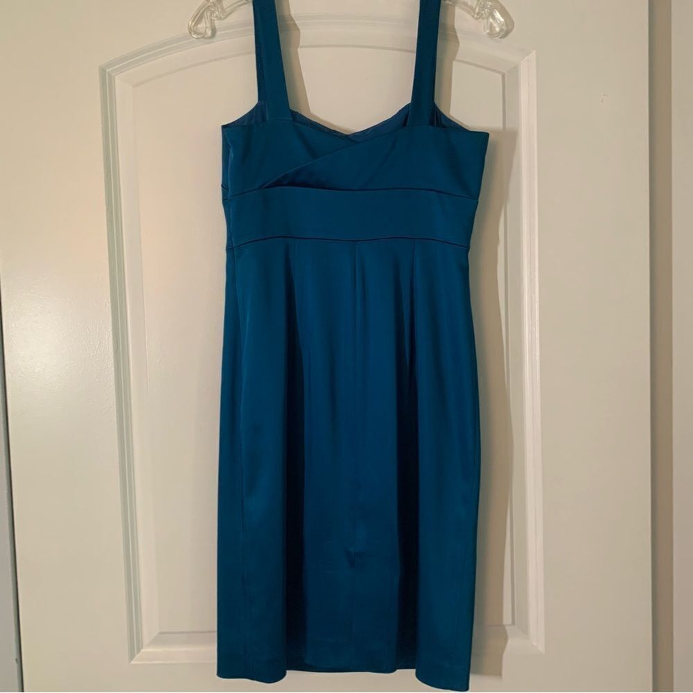 Womens Blue Satin Cocktail Midi Dress - Picture 5 of 6